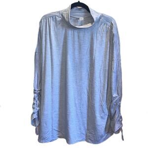 ZUDA • Light Grey Ruched Sleeve Turtleneck Pullover • Size XL